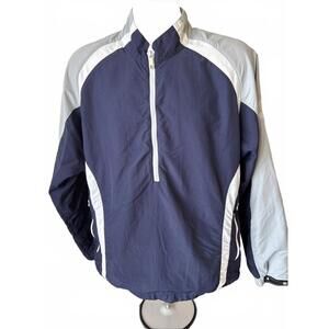 FJ FootJoy Golf Quarter Zip Pullover Short Sleeve Windbreaker M‎ Navy Gray White